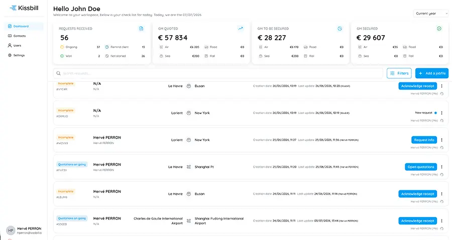 Kissbill • Sending and customer follow-up